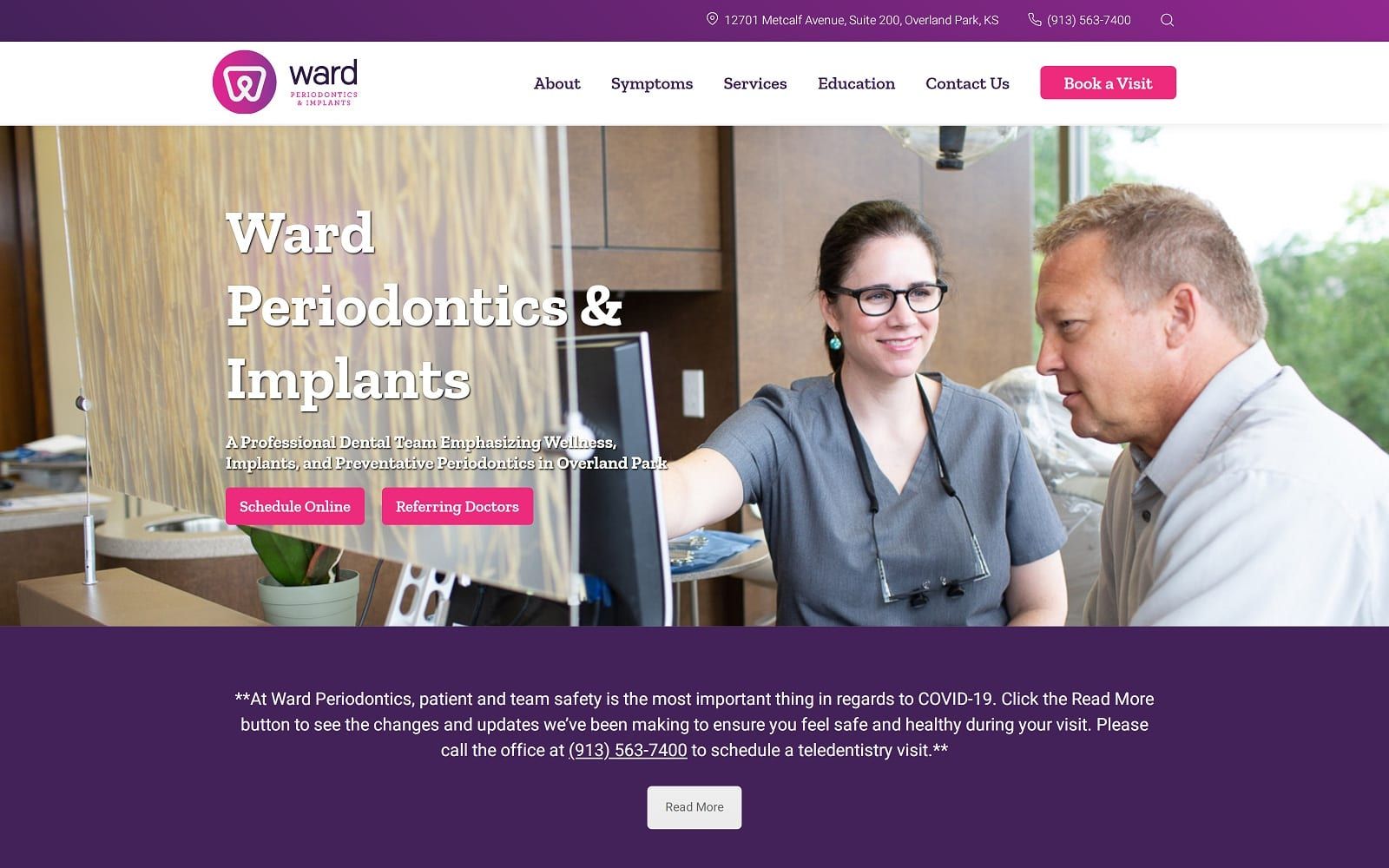 The Screenshot of Ward Periodontics wardperio.com Website