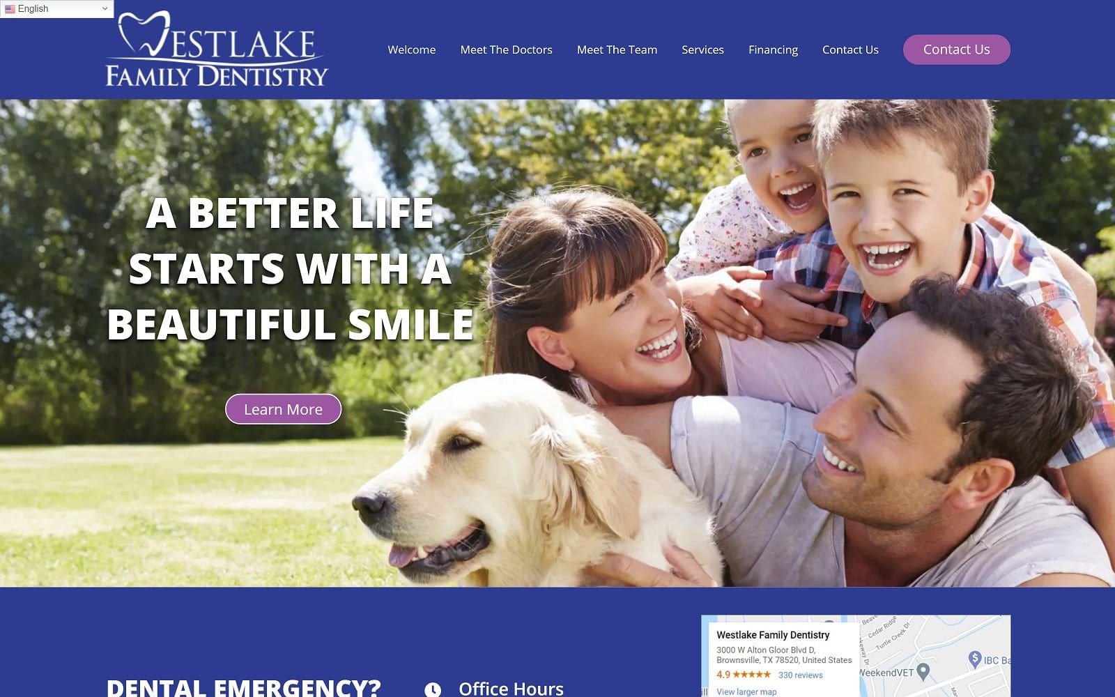 The Screenshot of Westlake Family Dentistry westlakefamilydentistrytx.com Website