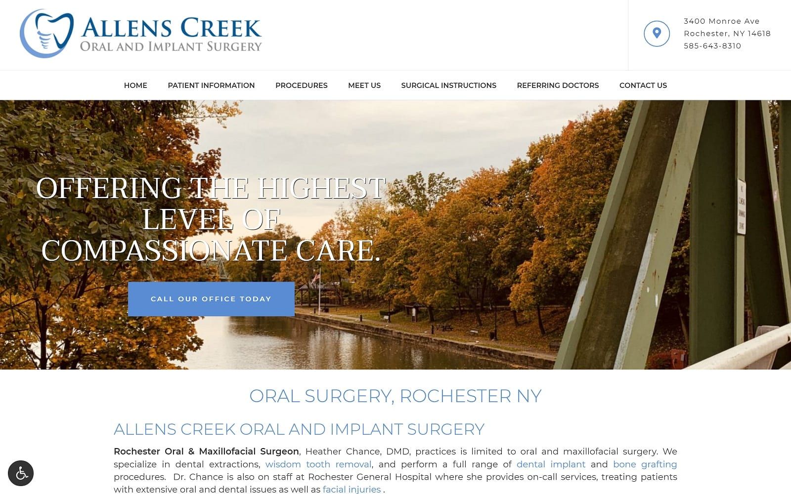 The Screenshot of Allens Creek Oral and Implant Surgery allenscreekoralsurgery.com Website