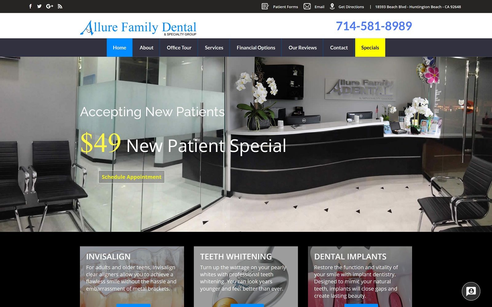 The Screenshot of Allure Family Dental & Specialty Group allurefamilydentalgroup.com Website