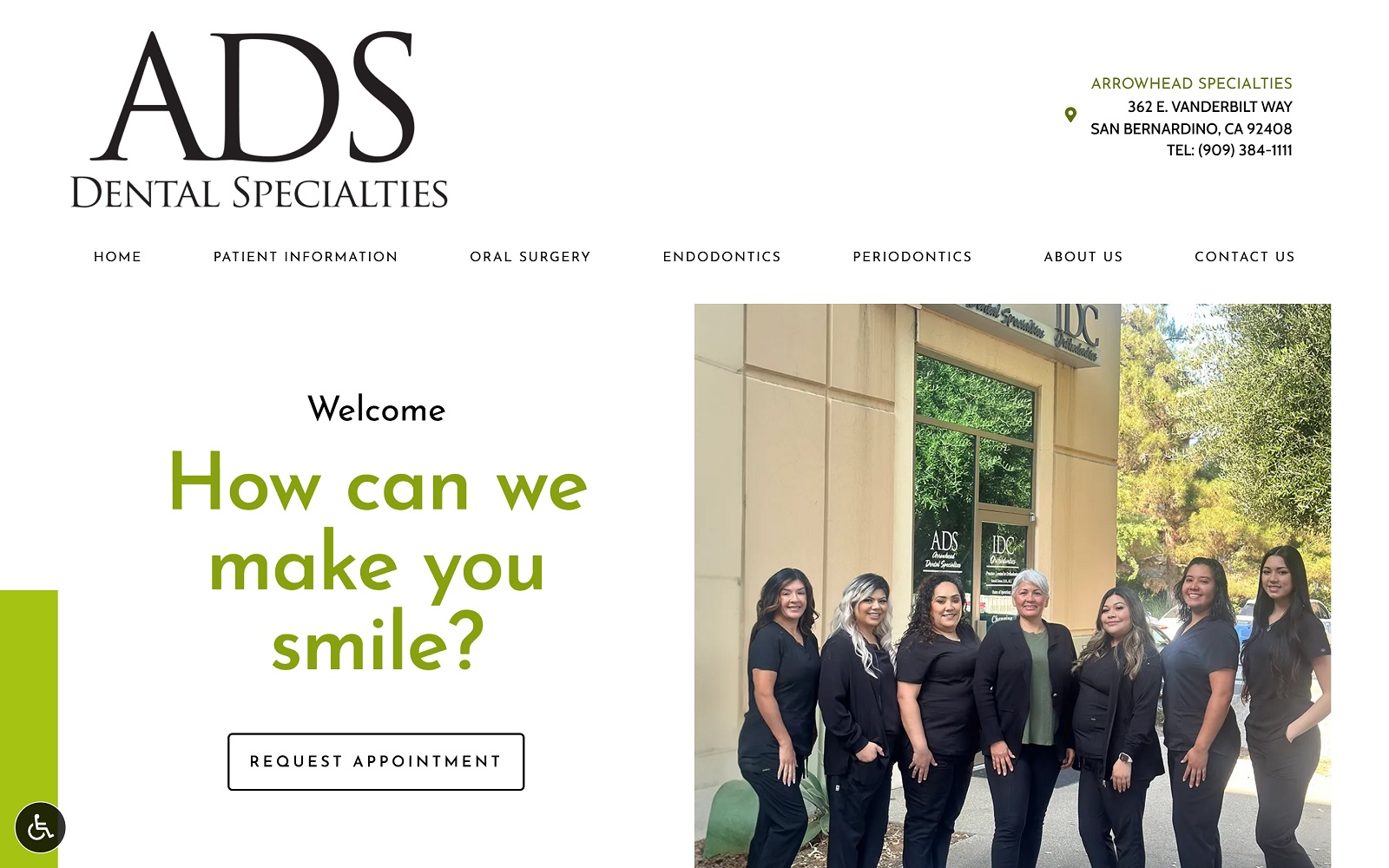 Arrowheaddentalspecialties. Org screenshot