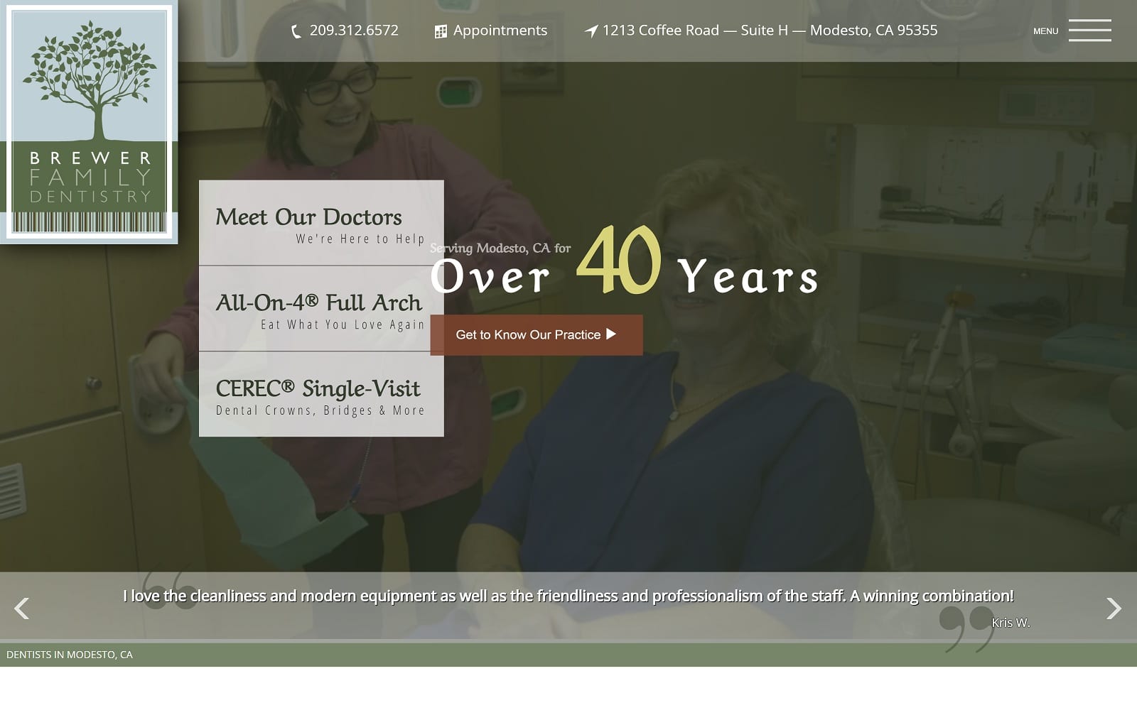 The Screenshot of Brewer Family Dentistry brewerdentistry.com Dr. Dean Brewer Website
