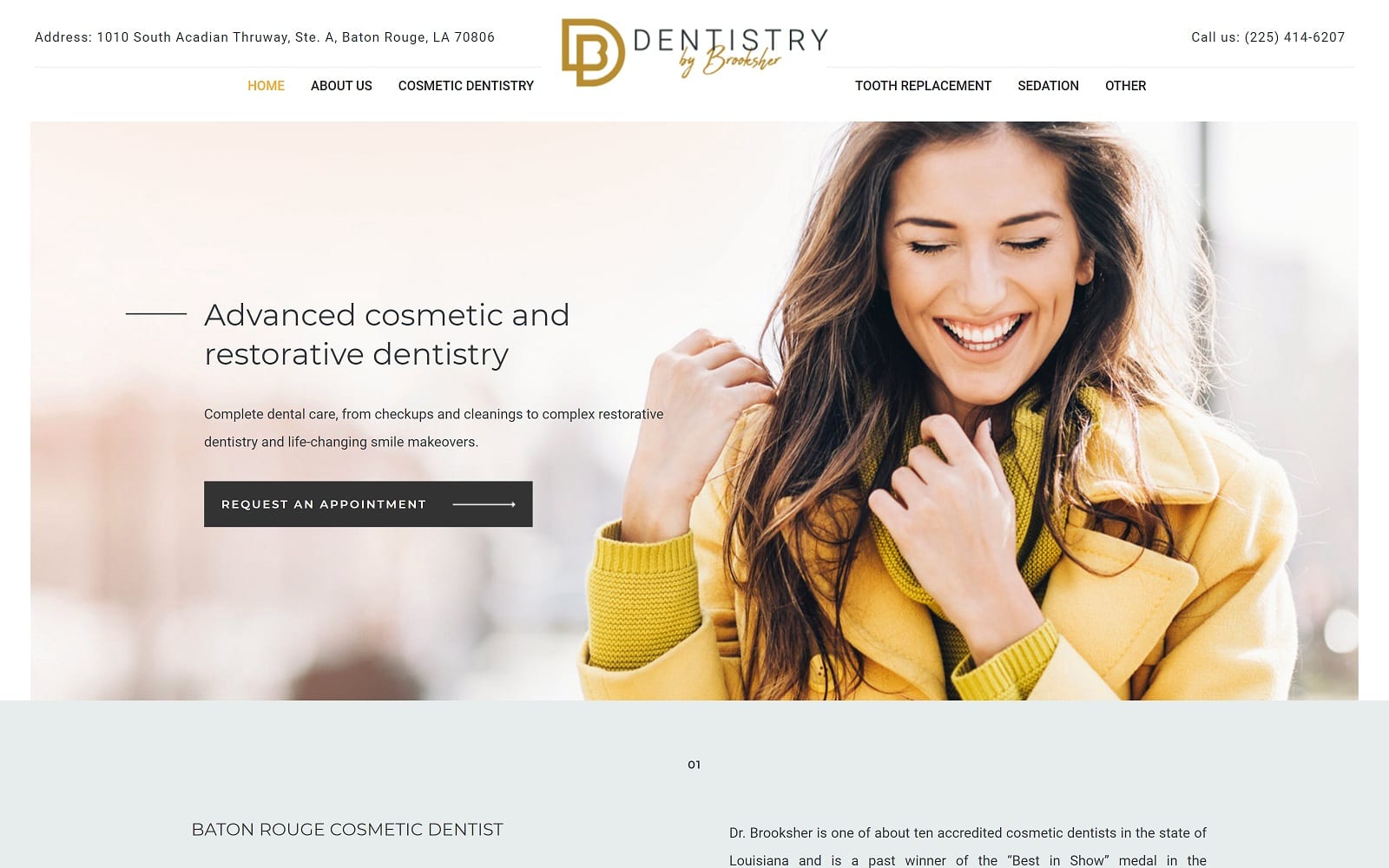 The screenshot of dentistry by brooksher brooksher. Com dr. Brooksher website