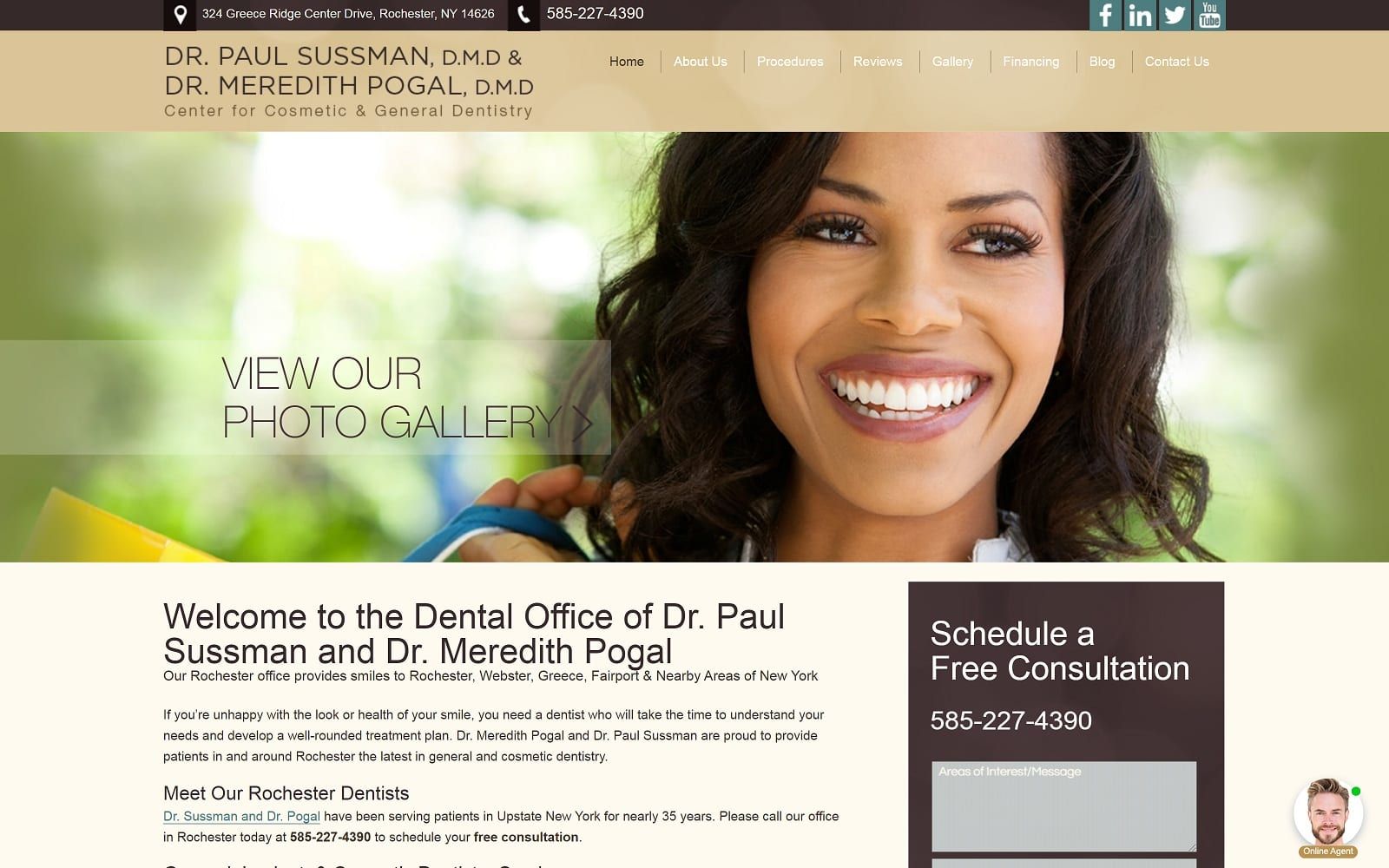 The Screenshot of Center for Cosmetic Dentistry centerforcosmeticdentist.com Dr. Paul Sussman Website