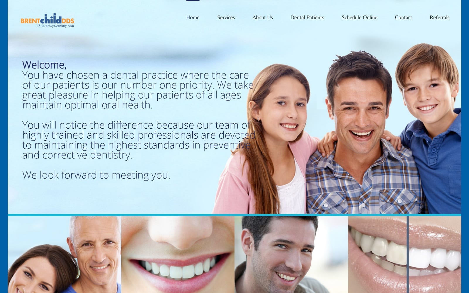 The Screenshot of Child Family Dentistry childfamilydentistry.com Dr. Brent Child Website