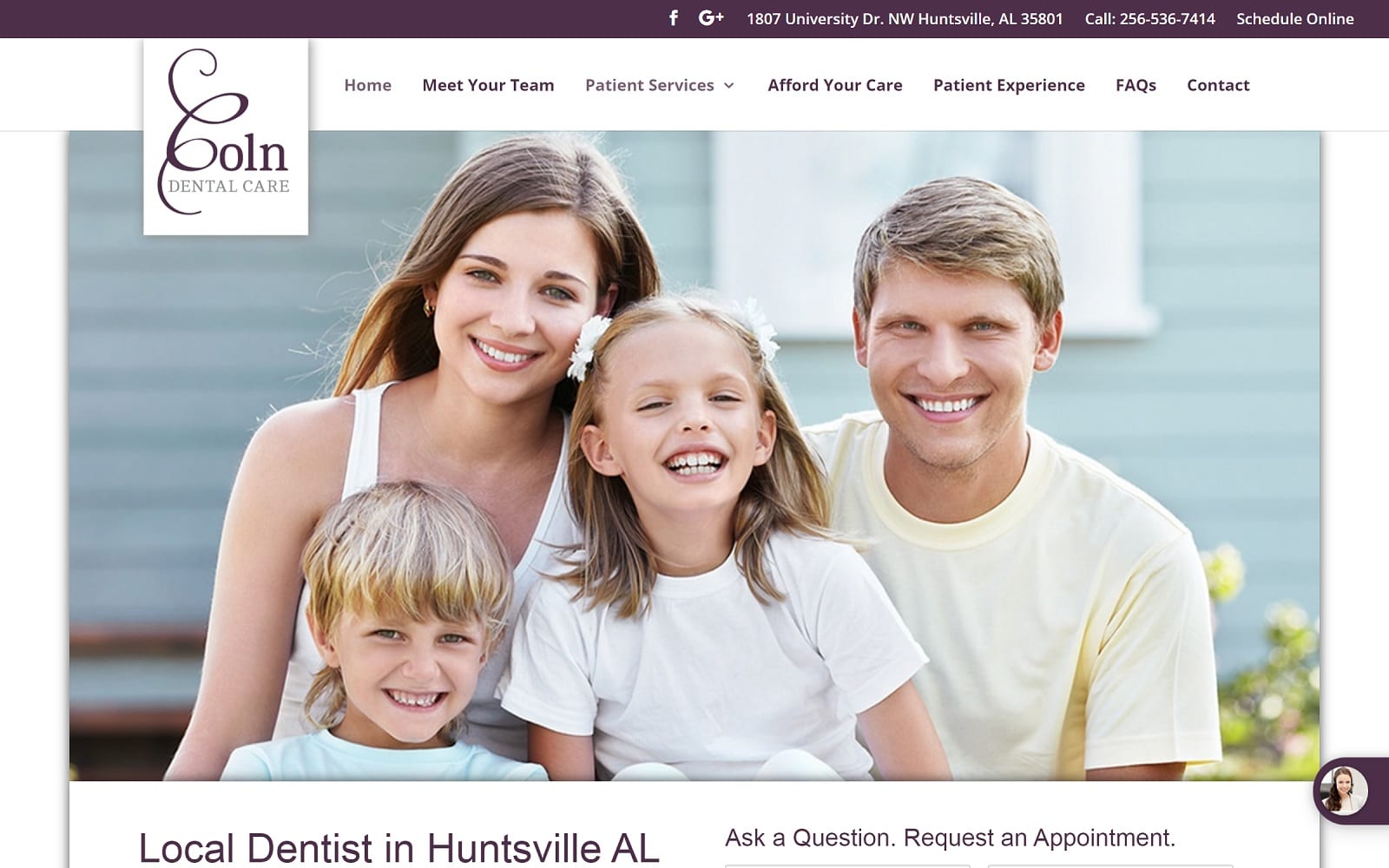 The Screenshot of Coln Dental Care colndentalcare.com Website