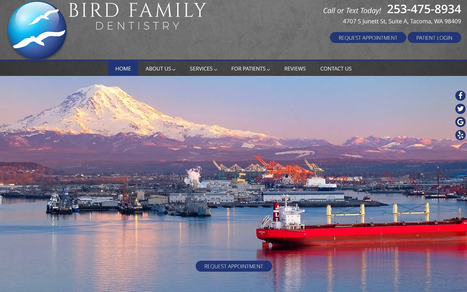 The Screenshot of Bird Family Dentistry drbird.com Dr. Zachary A. Bird Website