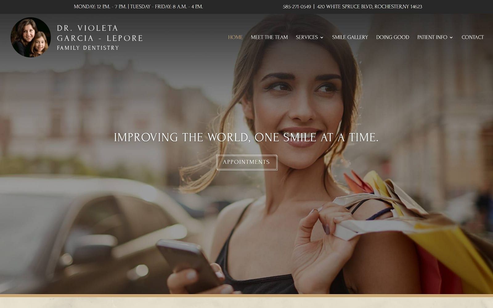 The Screenshot of Dr. Violeta Garcia-Lepore Family Dentistry drgarciafamilydentistry.com Website