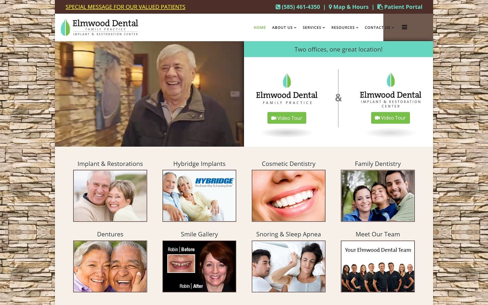 The Screenshot of Elmwood Dental Family Practice elmwooddental.com Website