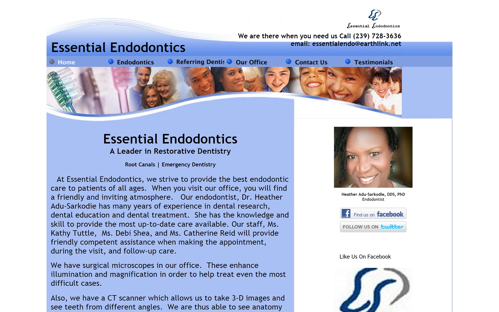 The screenshot of essential endodontics essentialendodontics. Com website