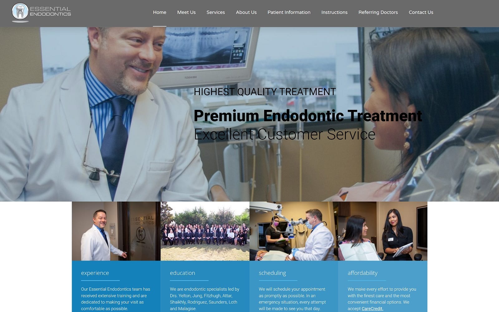 The screenshot of essential endodontics dr. Chris yelton website