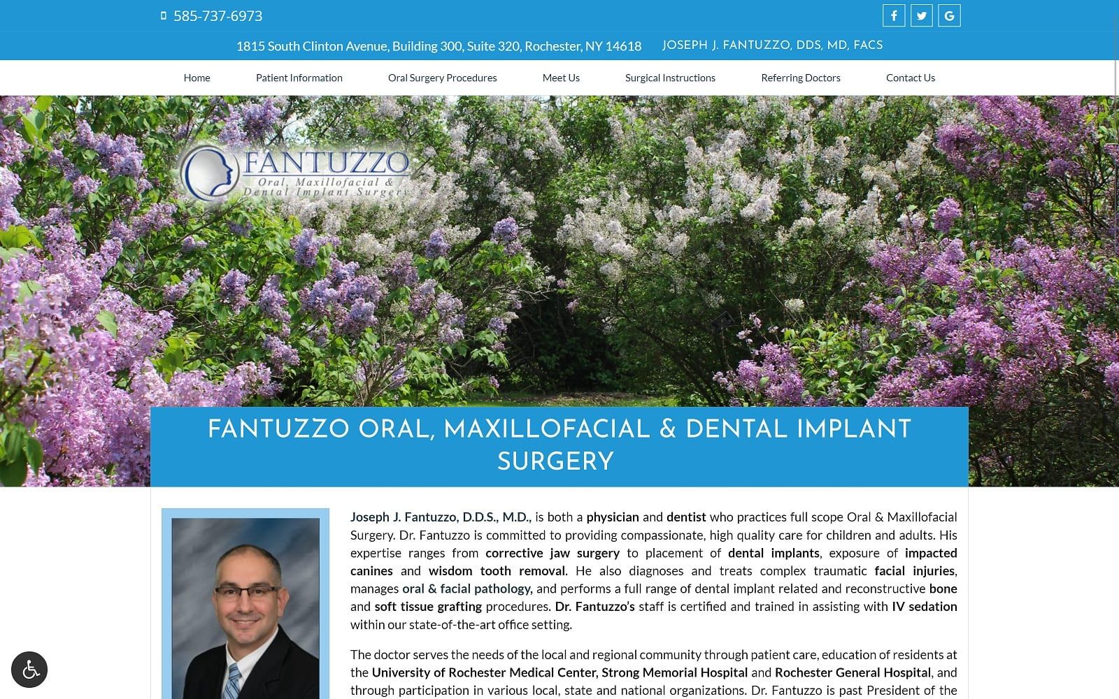 The Screenshot of Fantuzzo Oral, Maxillofacial and Dental Implant Surgery fantuzzooralsurgery.com Website