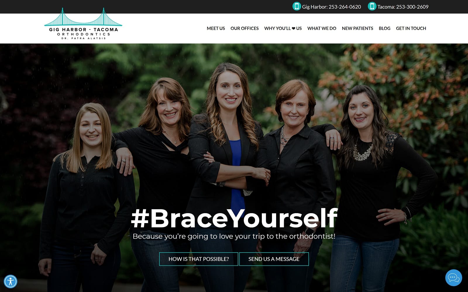 The screenshot of tacoma orthodontics ghtortho. Com dr. Patra alatsis website