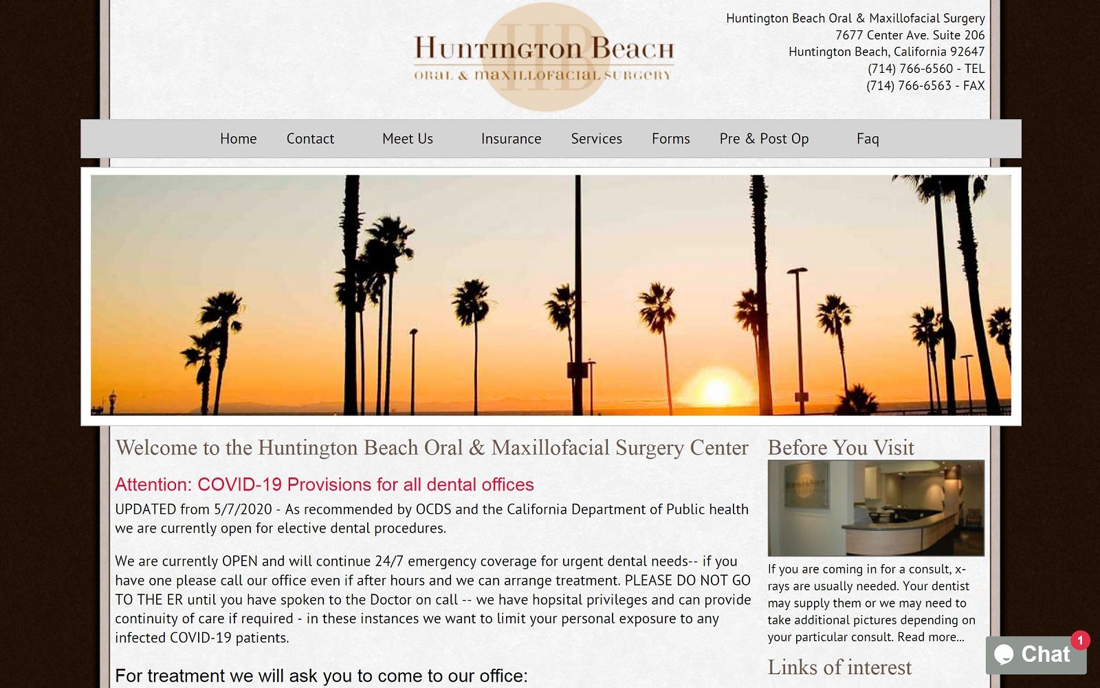 The Screenshot of Huntington Beach Oral and Maxillofacial Surgery hbomfs.com Website