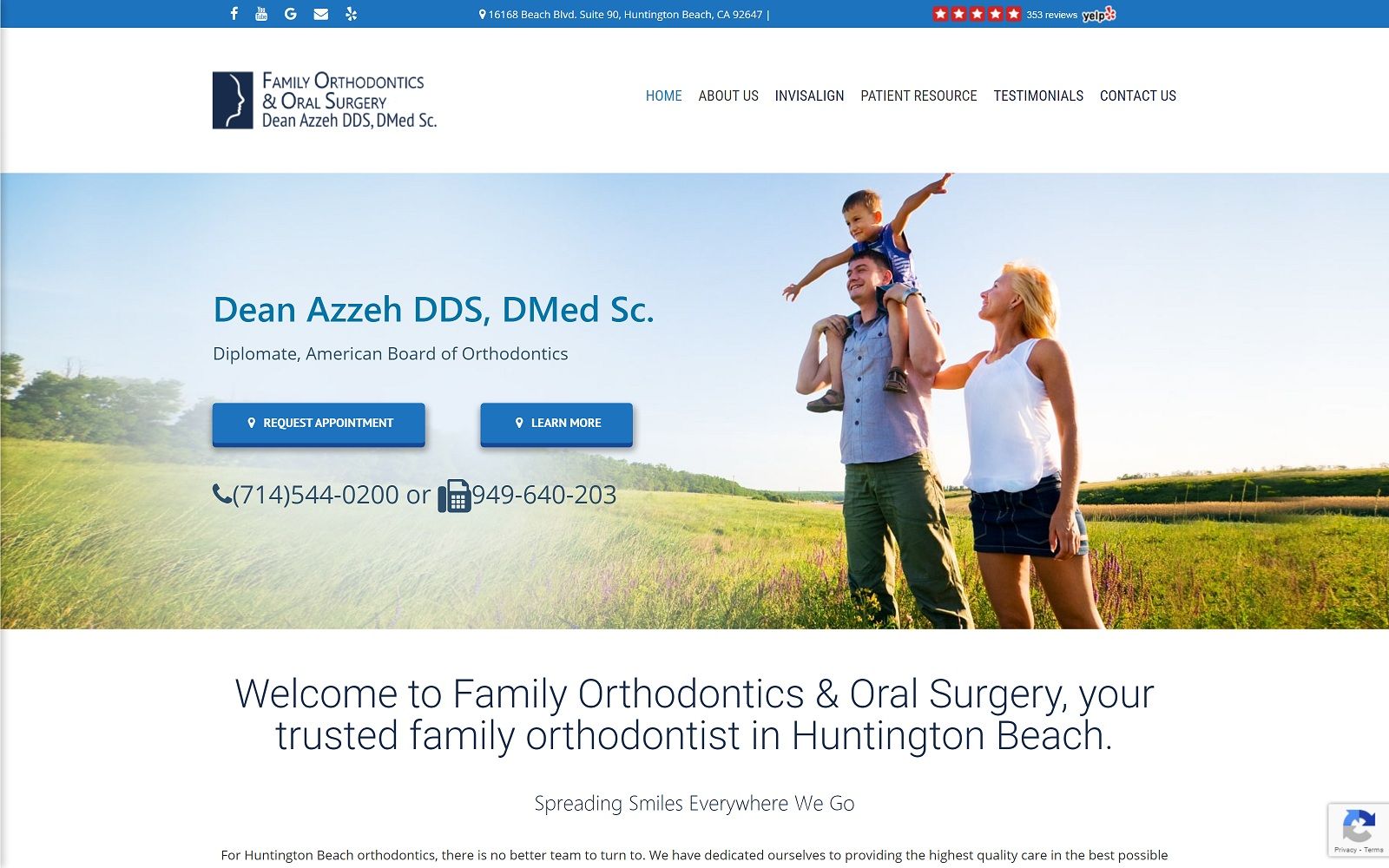 The Screenshot of Family Orthodontics & Oral Surgery huntingtonbeach-orthodontics.com Website
