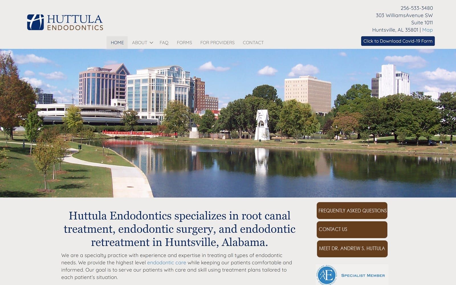 The Screenshot of Huttula Endodontics huntsvilleendo.com Website