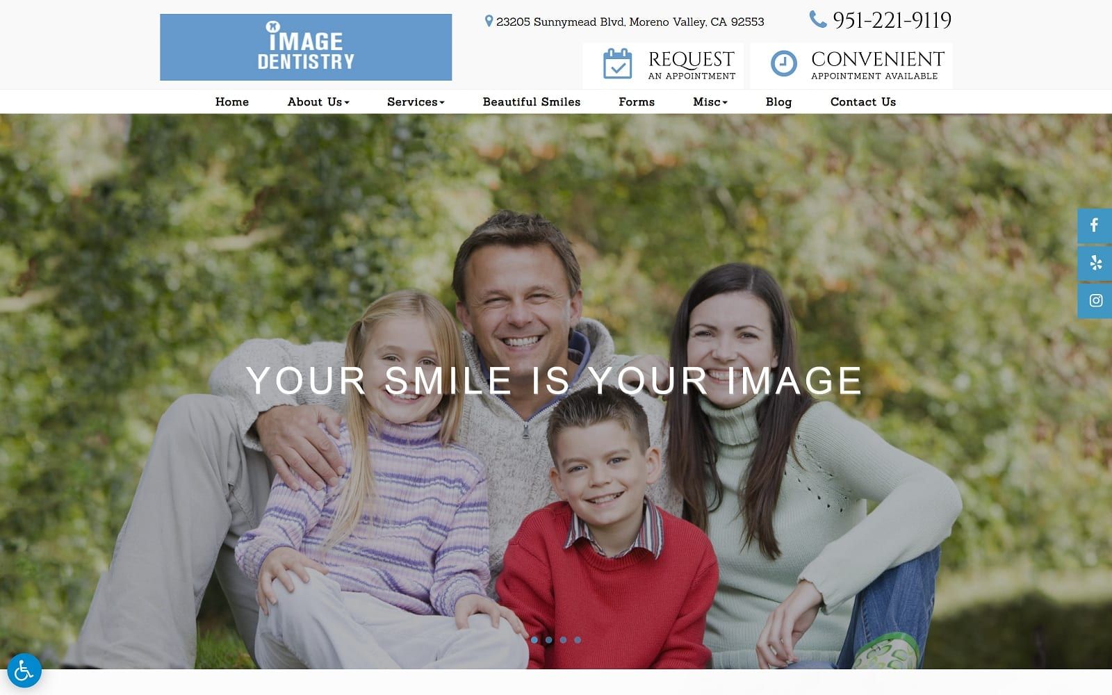 The Screenshot of Image Dentistry imagedentistryca.com Website