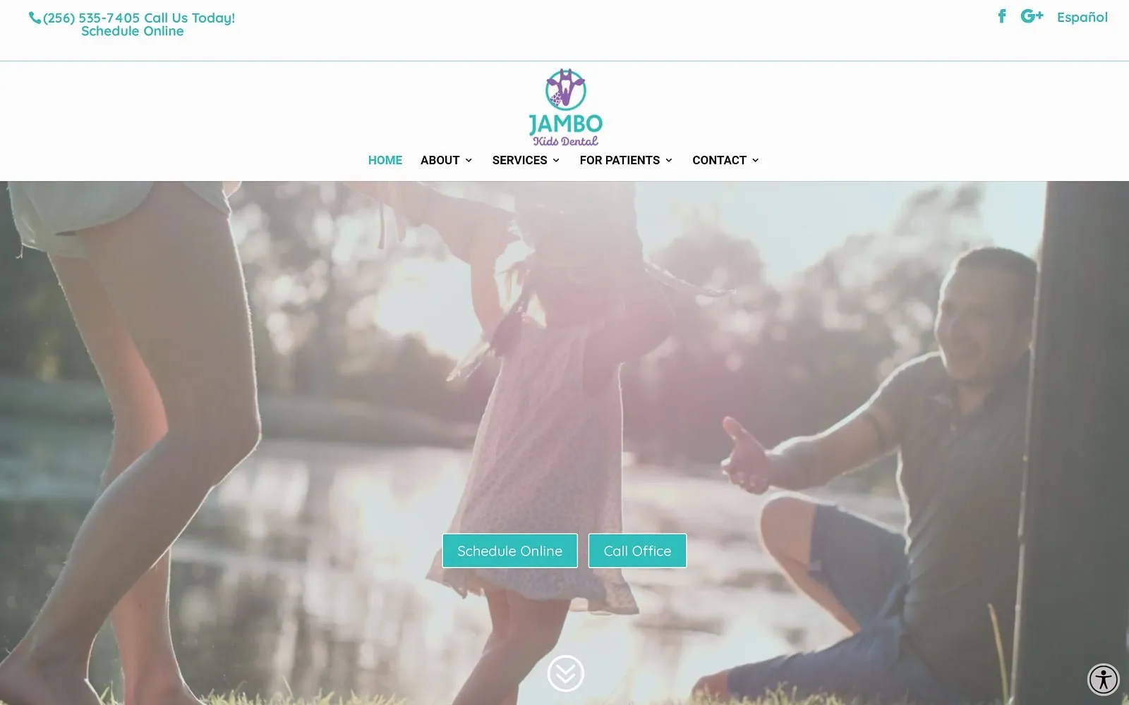 The Screenshot of Jambo Kids Dental jambokidsdental.com Website