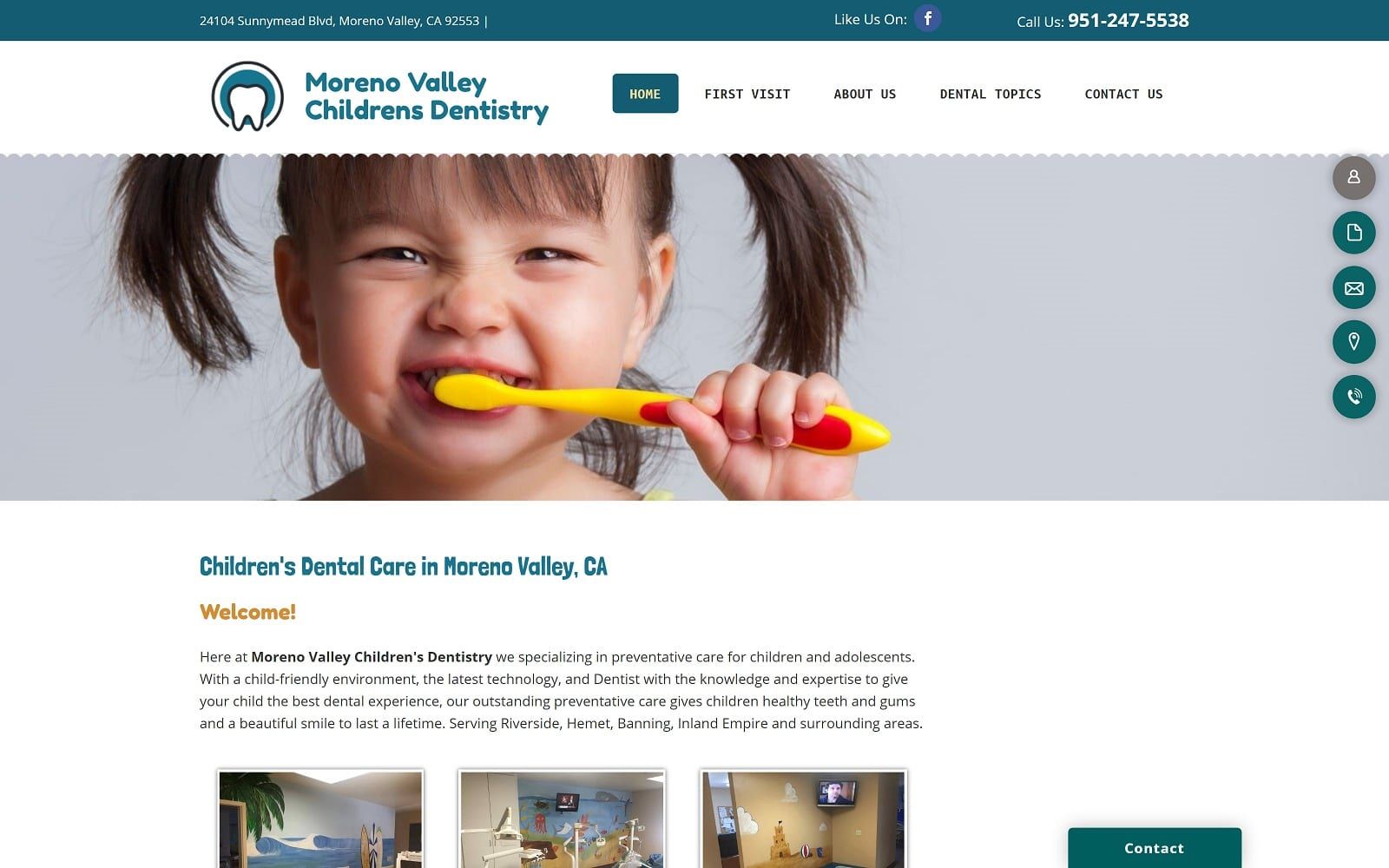 The Screenshot of Moreno Valley Childrens Dentistry morenovalleychildrensdentistry.com Website