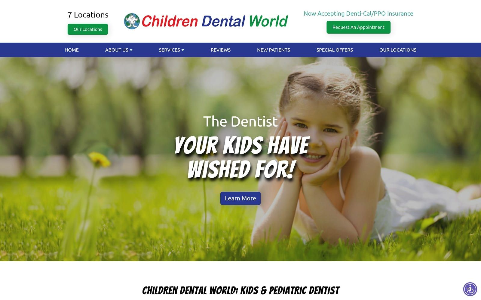 The Screenshot of Children Dental World mychildrendentalworld.com Website