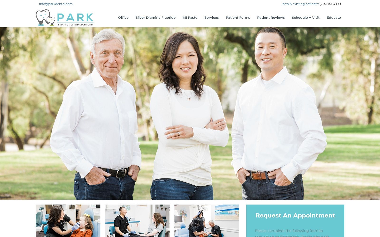 The Screenshot of Park Pediatric and General Dentistry parkdentalhb.com Website