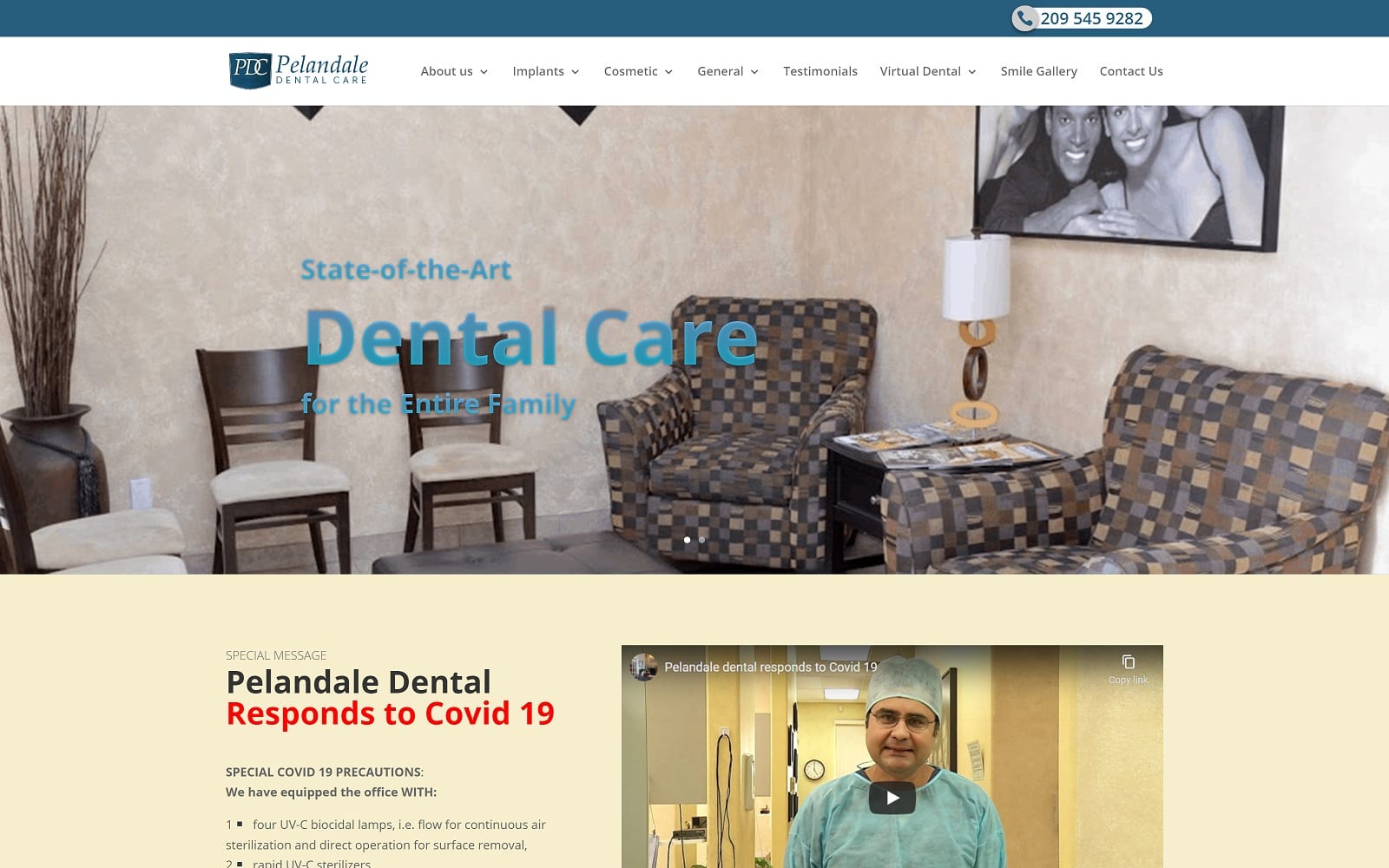 The Screenshot of Pelandale Dental Care pelandaledental.com Website