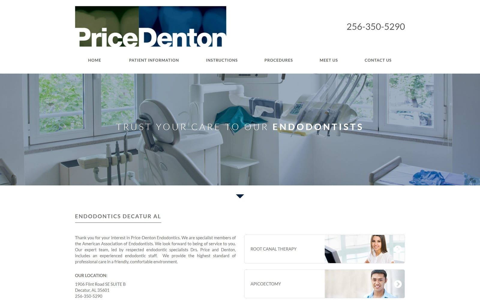 The Screenshot of Madison Endodontics LLC pricedenton.com Website