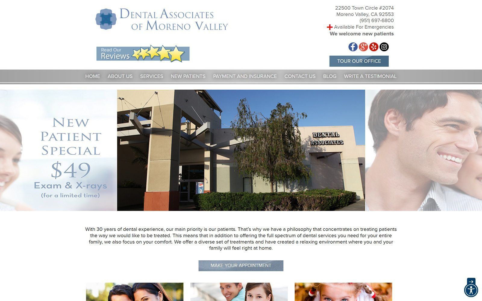 The Screenshot of Dental Associates of Moreno Valley riversidedentalgroup.com/morenovalley Website
