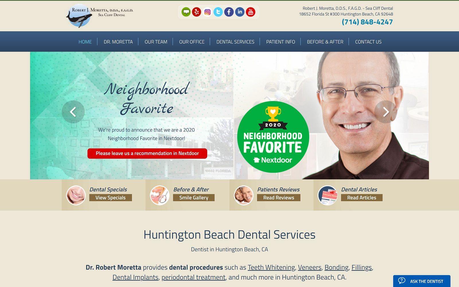 The Screenshot of Robert J. Moretta, DDS rmoretta.com Website