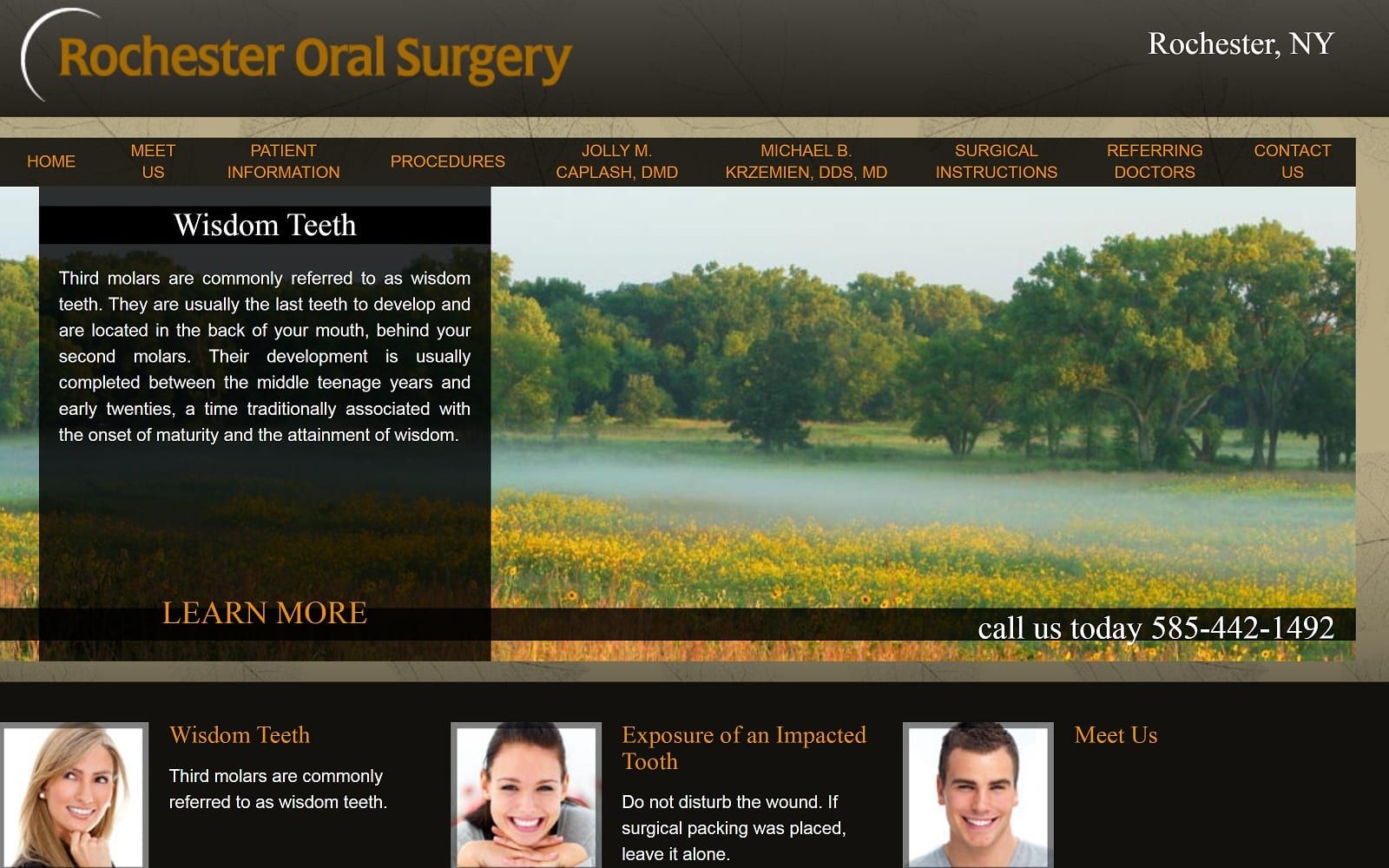 The Screenshot of Rochester Oral Surgery: Dr. Jolly Caplash rochesteroralsurgery.com Website