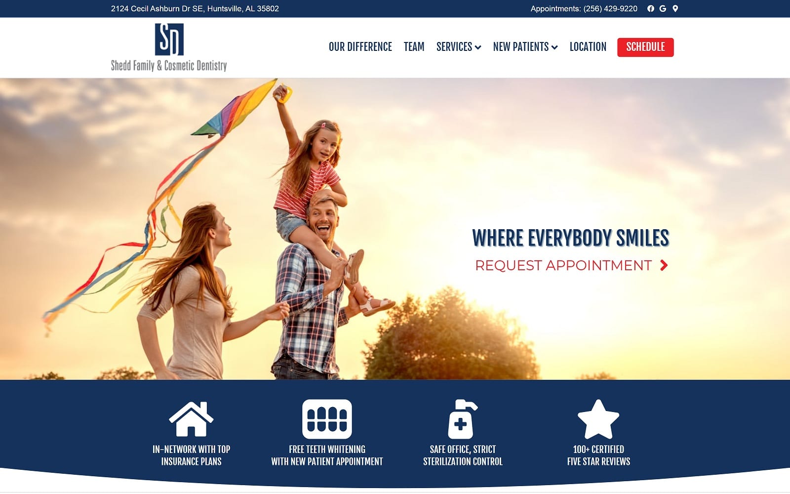 The Screenshot of Shedd Family & Cosmetic Dentistry sheddfamilydental.com Website