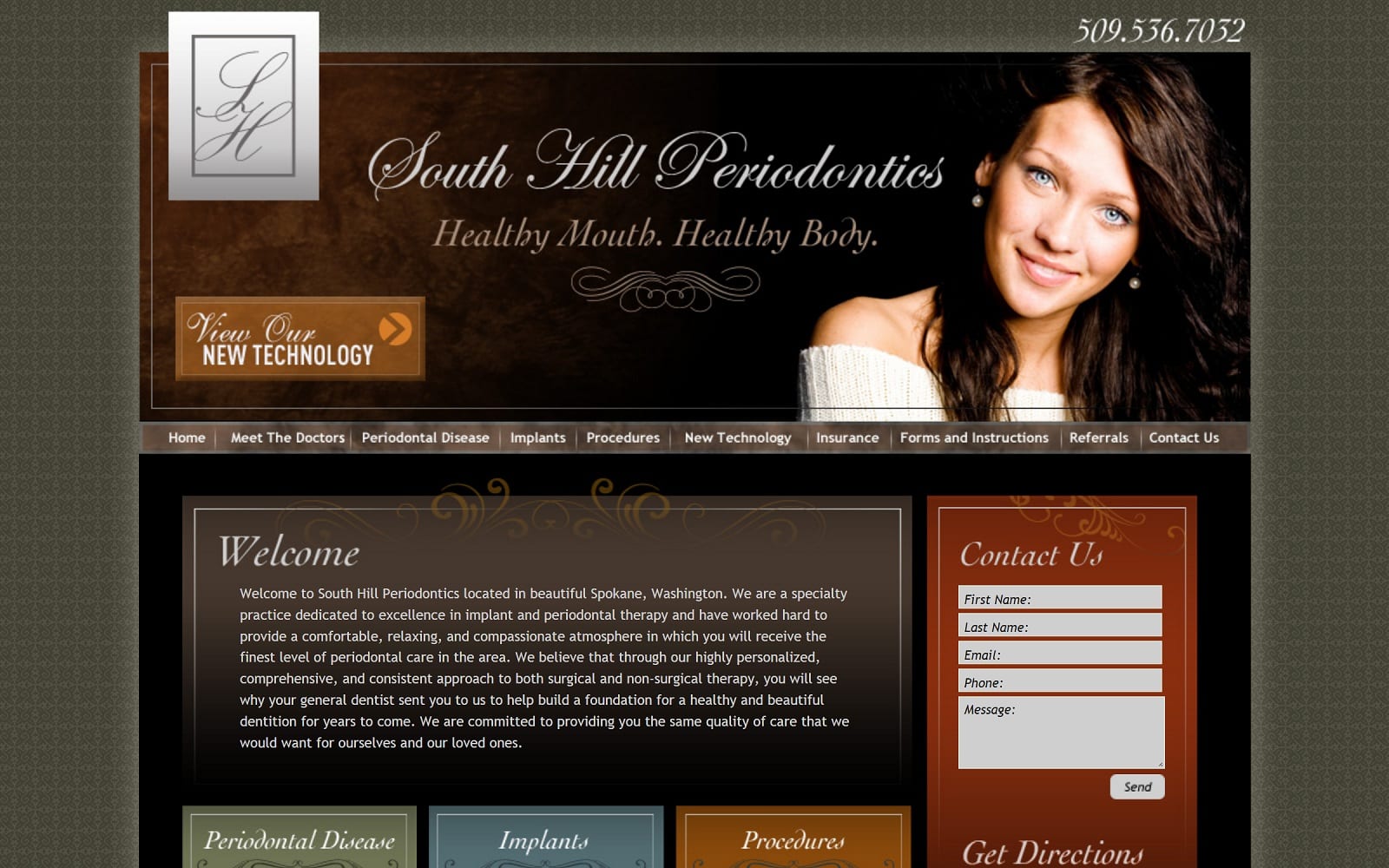 The Screenshot of South Hill Periodontics southhillperio.com Website