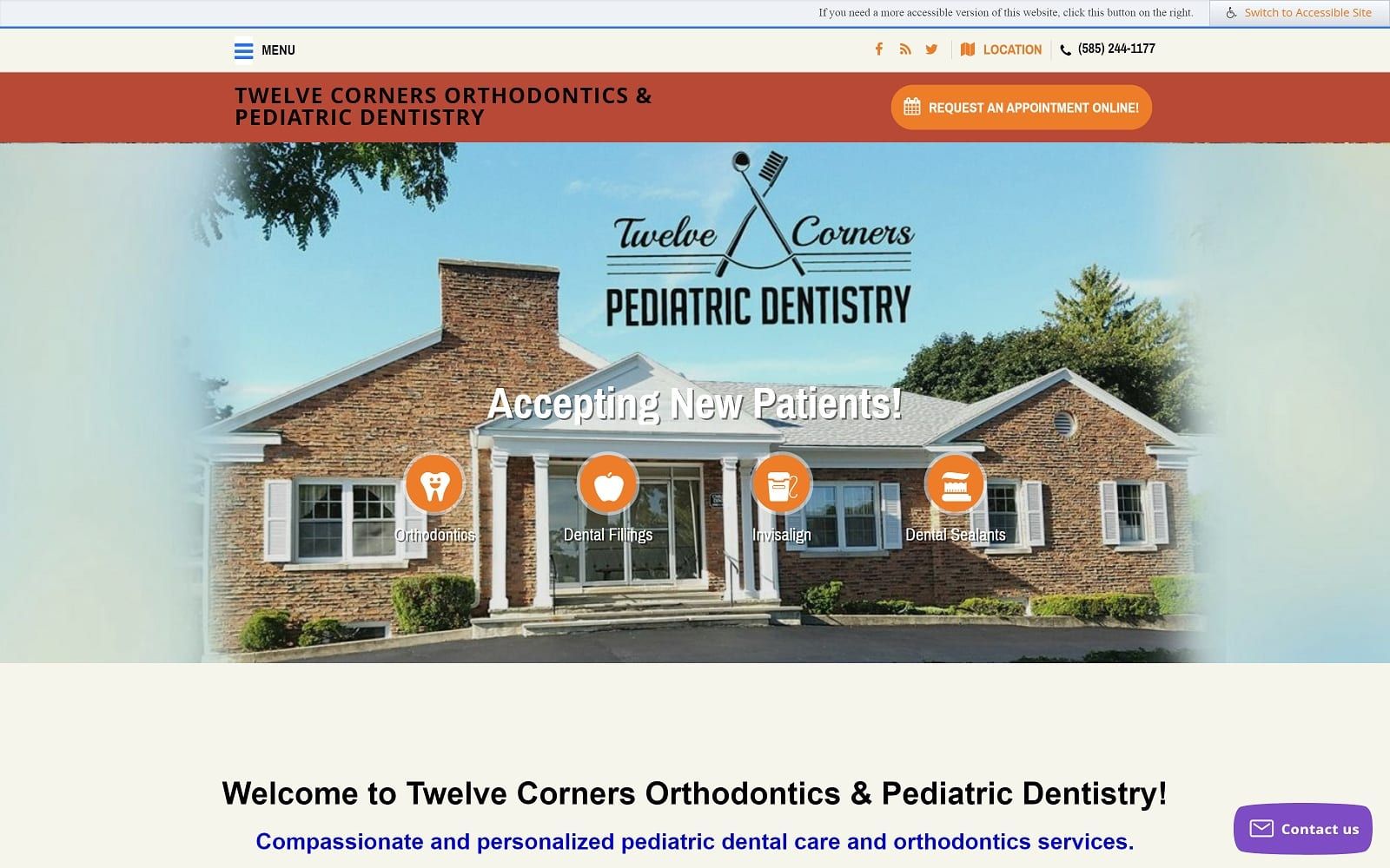 The Screenshot of Twelve Corners Orthodontics & Pediatric Dentistry twelvecornersdentistry.com Website