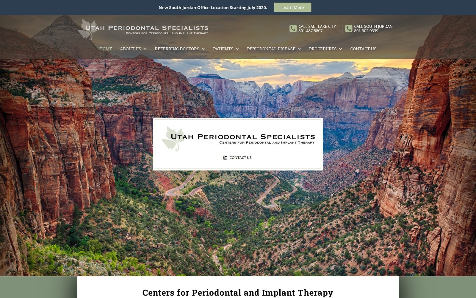 The Screenshot of Utah Periodontal Specialists utahperio.com Website