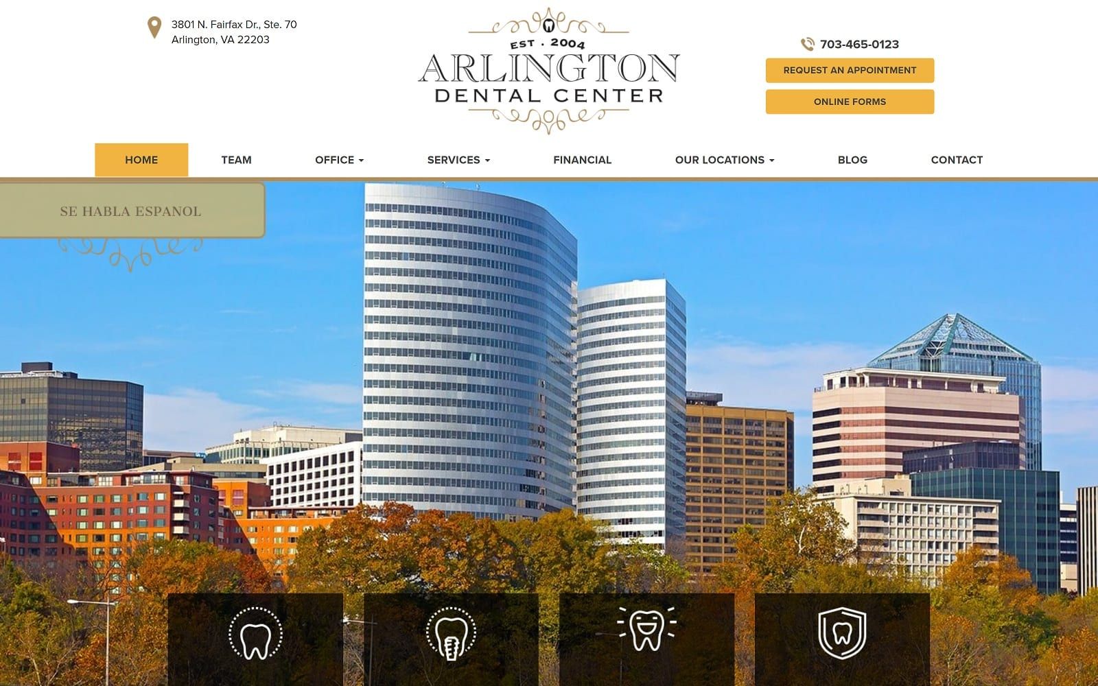 The Screenshot of Arlington Dental Center arlingtondentalcenter.com Website