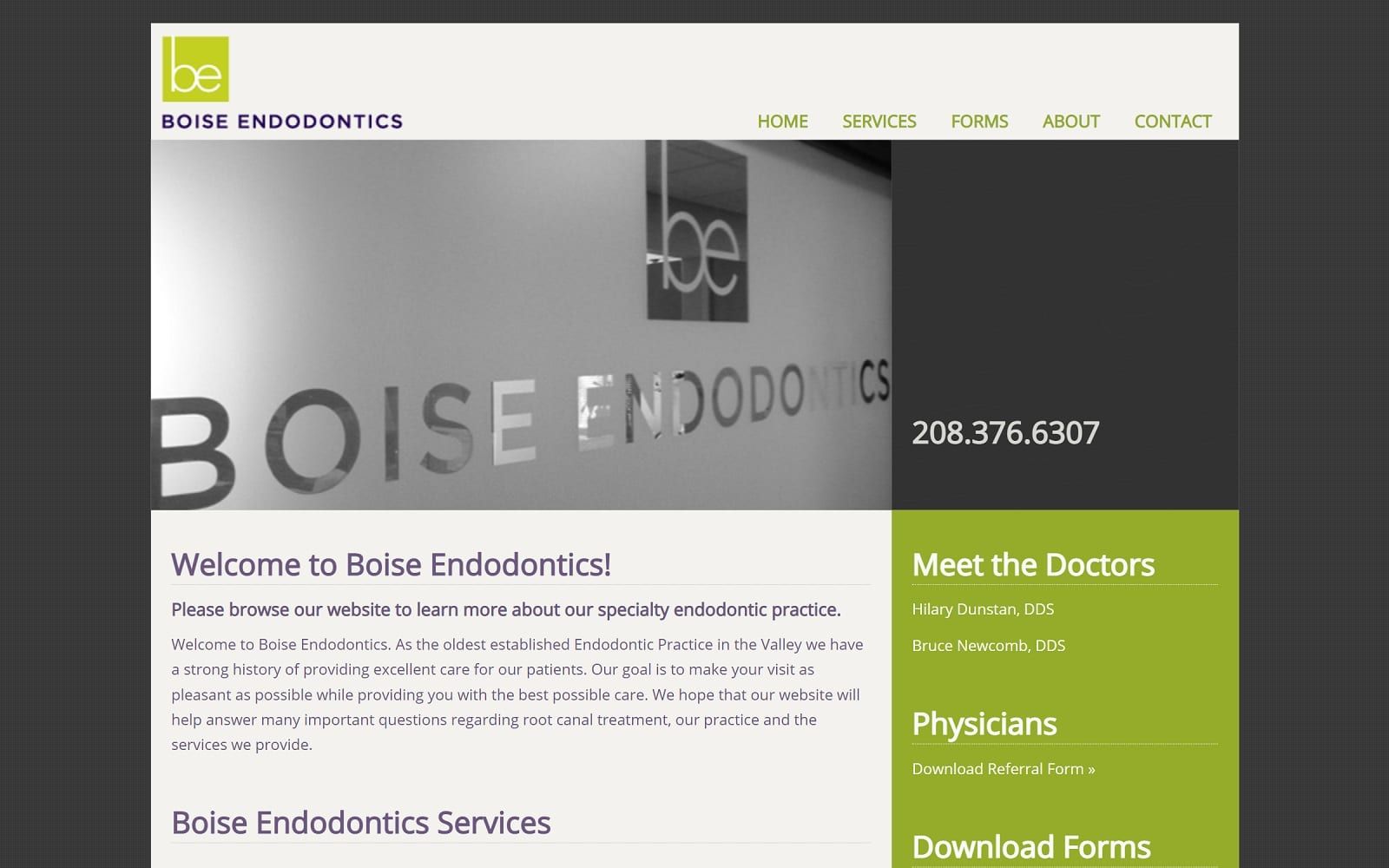 The Screenshot of Boise Endodontics boiseendo.com Website