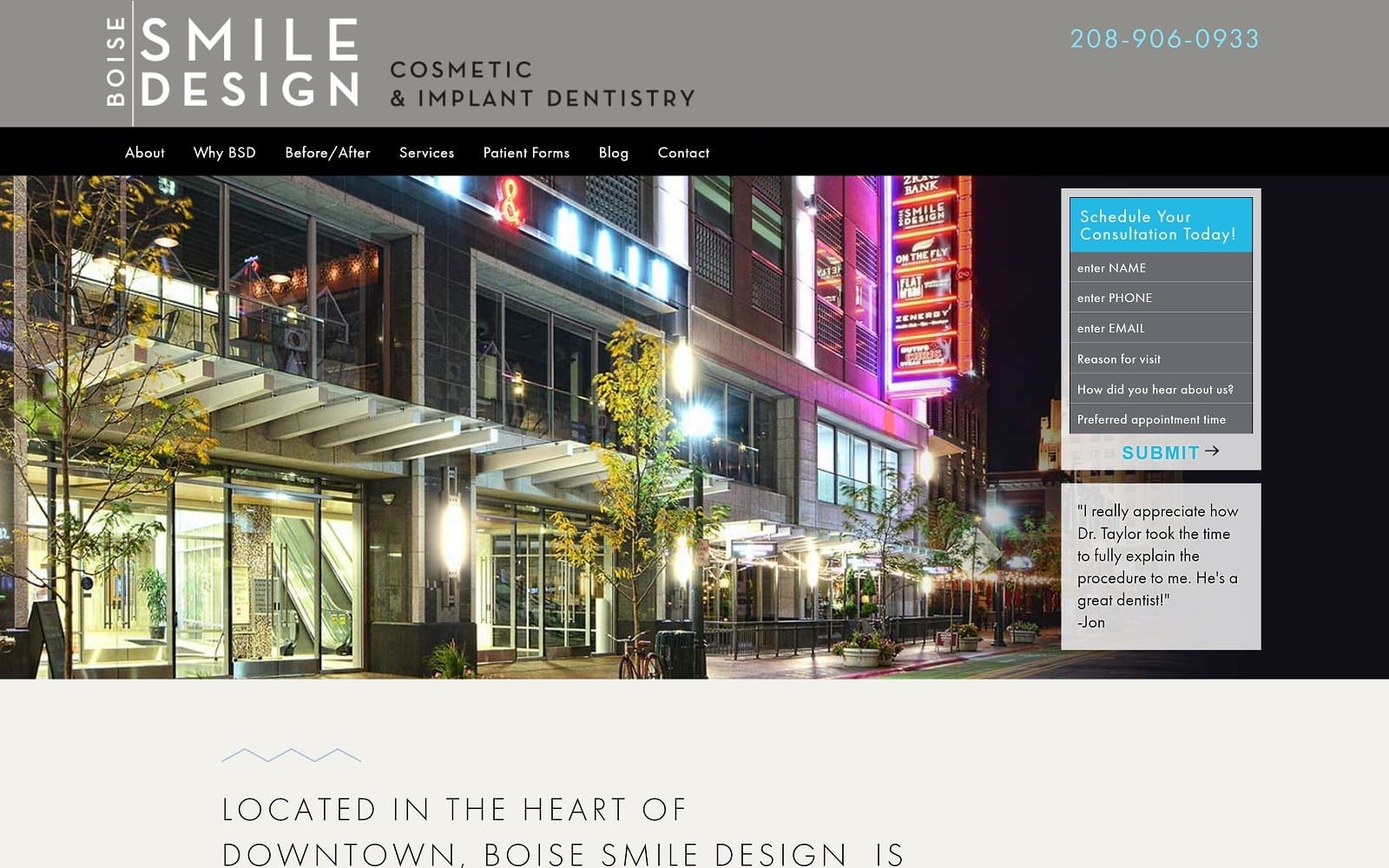 The Screenshot of Boise Smile Design boisesmiledesign.com Website