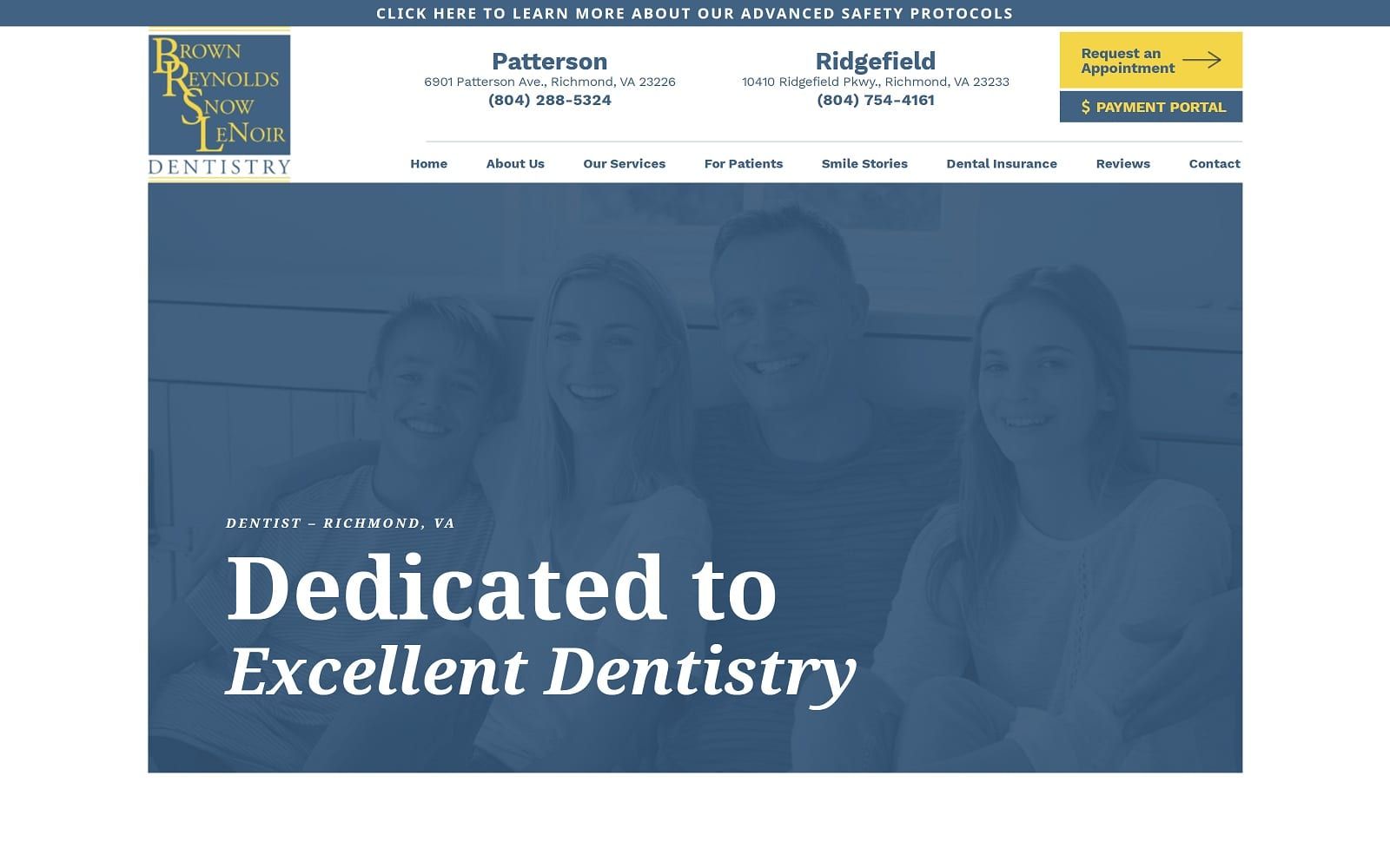 The Screenshot of Brown Reynolds Snow LeNoir Dentistry brsdentistry.com Website
