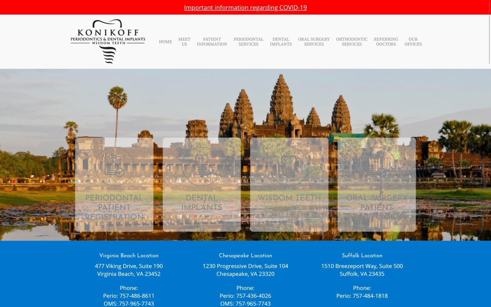 The screenshot of konikoff periodontics center4perio. Com drs. Albert and bryan konikoff website