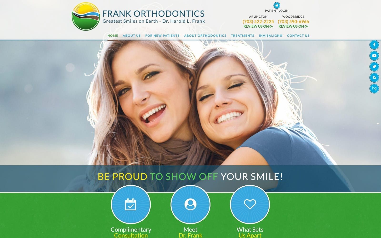 The Screenshot of Frank Orthodontics frankorthodontics.com Dr. Harold Frank Website