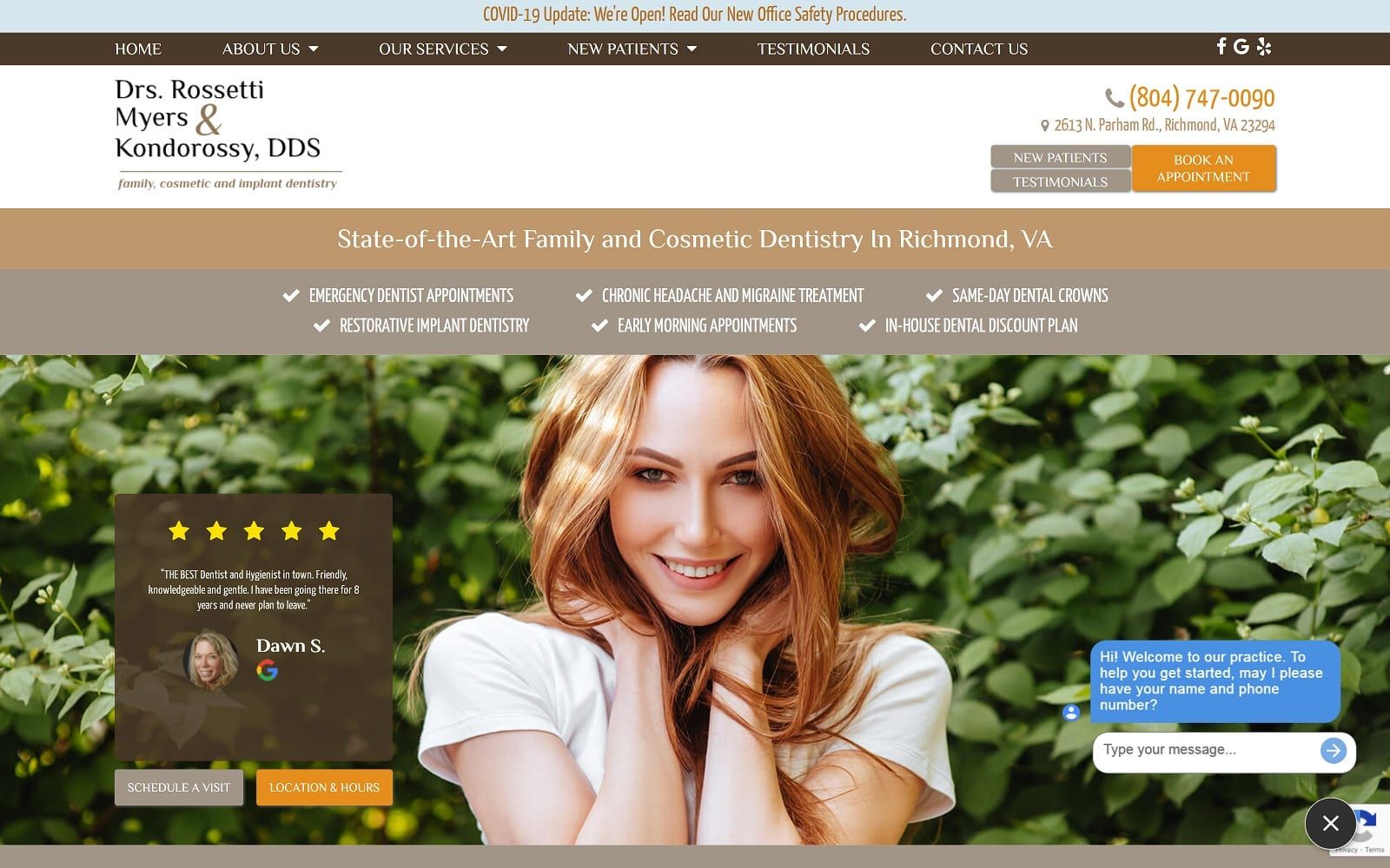 The Screenshot of Drs. Rossetti, Myers & Kondorossy richmond-dentistry.com Website
 