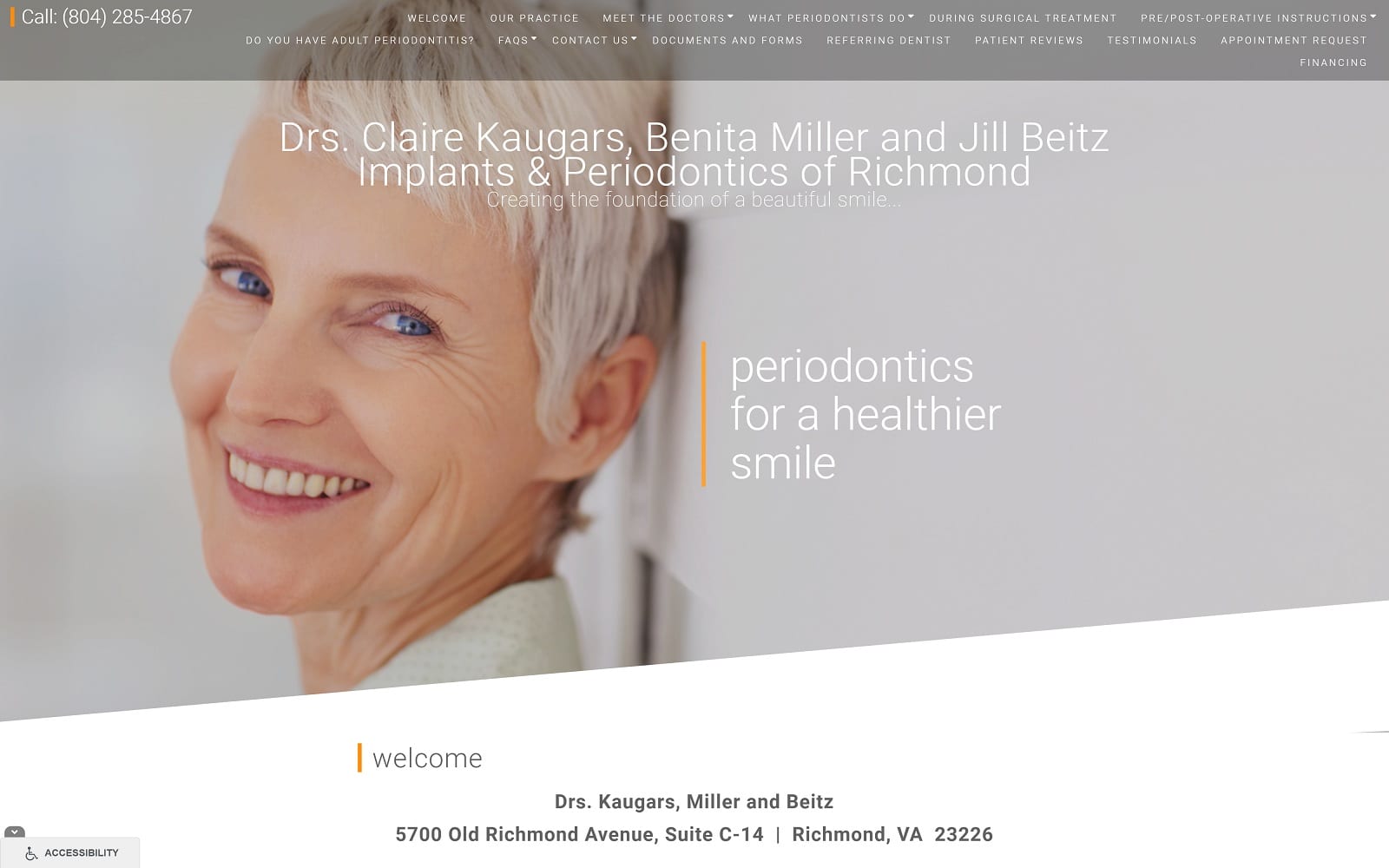 The screenshot of drs. Claire kaugars and benita miller richmondperio. Net website