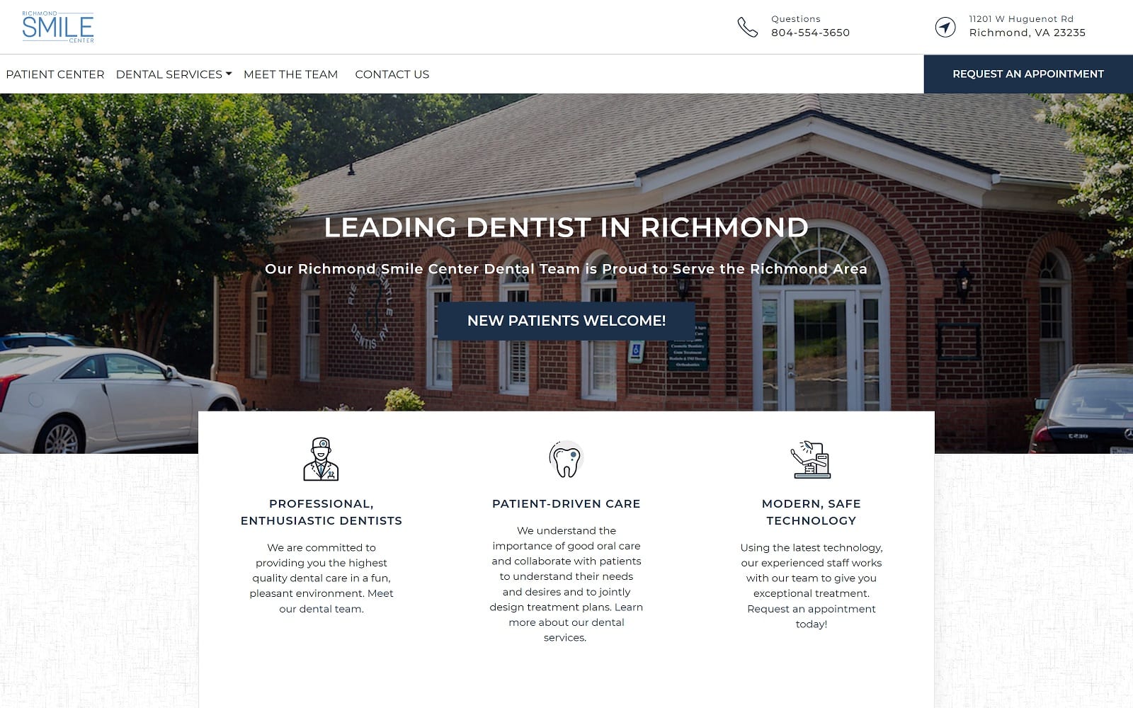 The screenshot of richmond smile center richmondsmilecenter. Com website