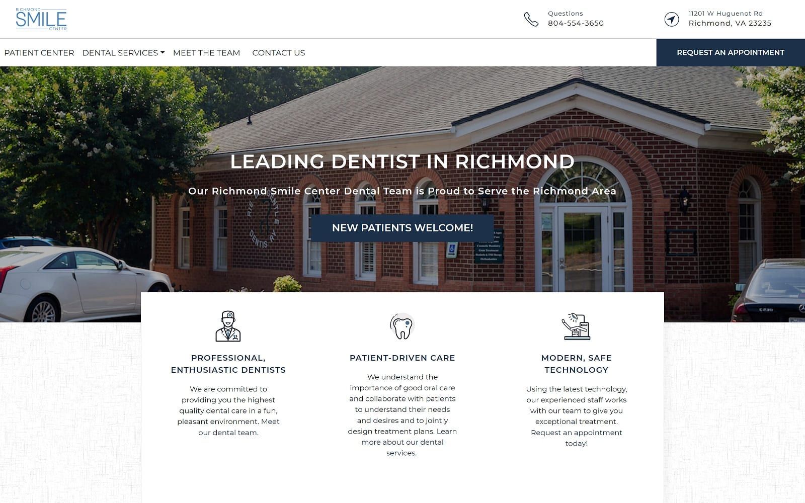 The Screenshot of Richmond Smile Center richmondsmilecenter.com Website