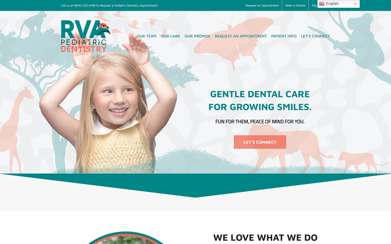 The screenshot of rva pediatric dentistry rvapediatricdentistry. Com website
