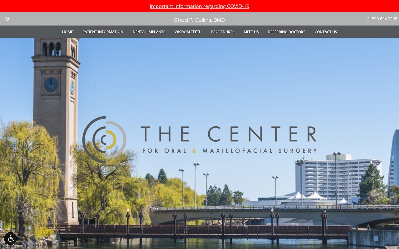 The Screenshot of Center For Oral Surgery thecenterfororalsurgery.com Dr. Chad P. Collins Website