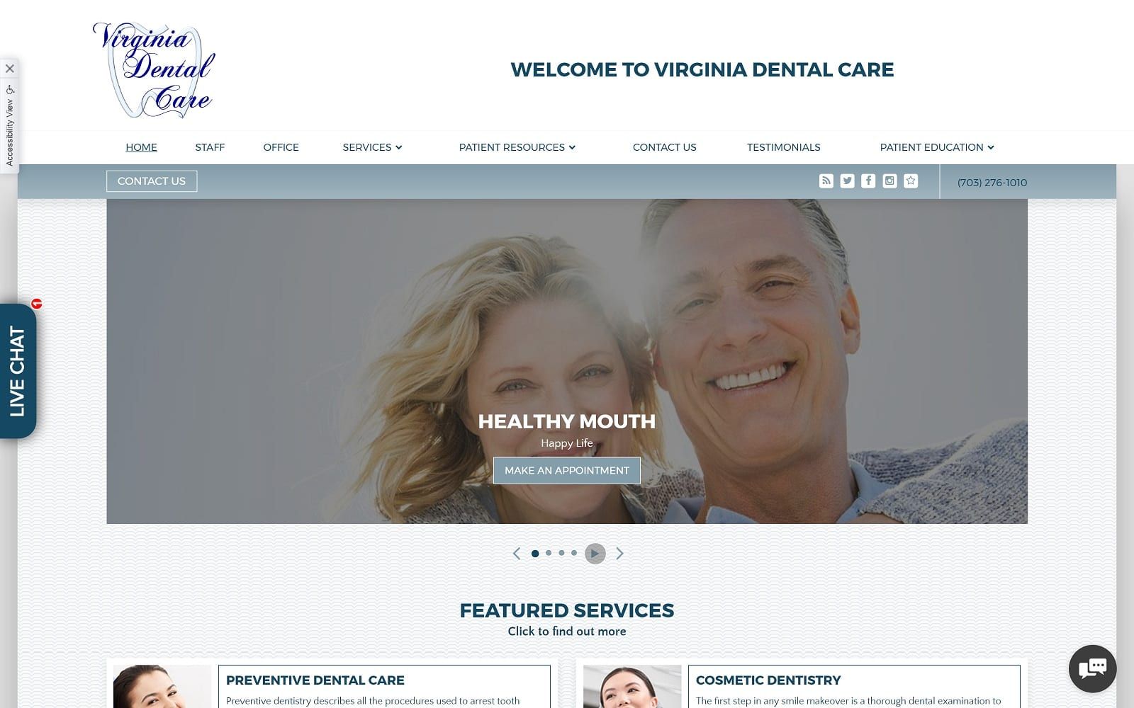 The Screenshot of Virginia Dental Care vadentalcare.com Website