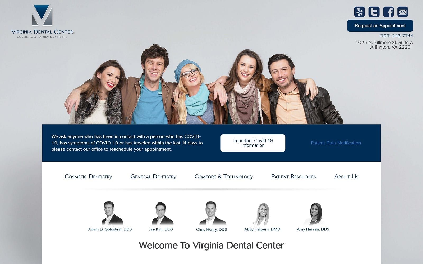 The Screenshot of Virginia Dental Center virginiadentalcenter.com Website