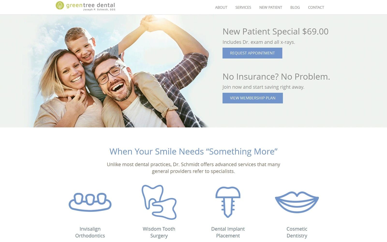 The Screenshot of Green Tree Dental yourboisedentist.com Dr. Schmidt Website