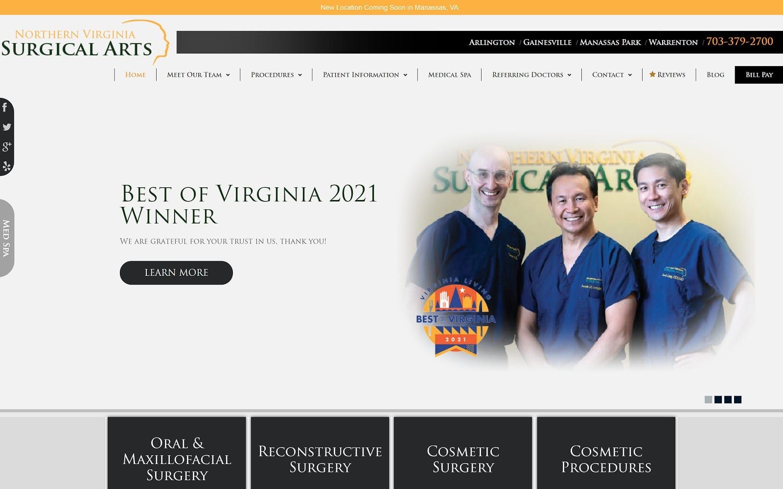 The Screenshot of Northern Virginia Surgical Arts novasurgicalarts.com Website